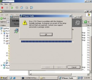 VMware Tools error 1722