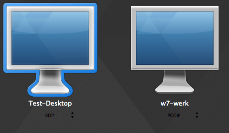 Choose desktop with VMware View PCoIP for OSX client