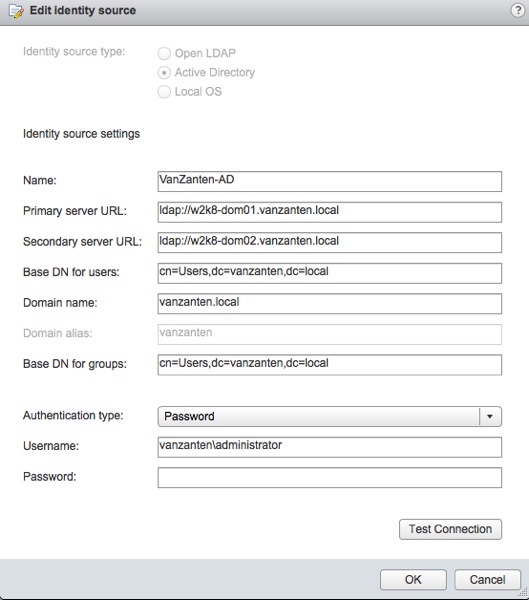 vCenter SSO edit identity source
