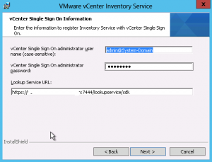 VMware SSO details