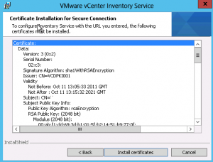 VMware SSO Certificate